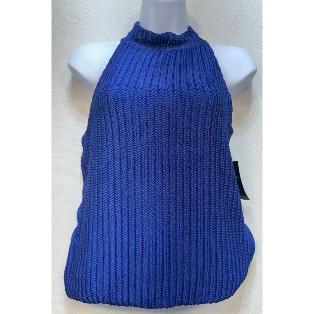 B.wear Women's Cami Tank Top Ribbed Knit Very Stretchy Size M Blue Sleeveless